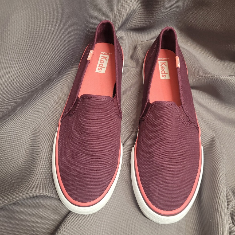 Keds Softerra Burgundy Canvas Slip On Sneakers Womens 9 WF66290 Maroon Low Top - Picture 3 of 11